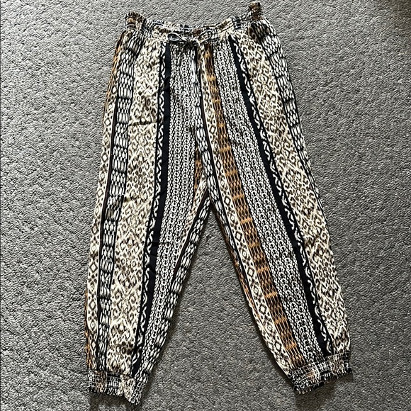 Mlle Gabrielle Pants - Mlle Gabrielle Tribal Print Jogger Pants - Black, Brown, Cream